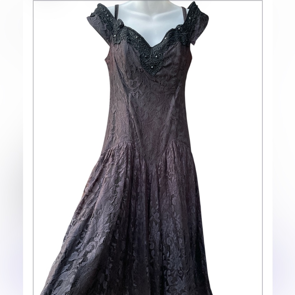 Paris sport club 1990’s black lace special Occassion dress size 9 Vgt - Picture 13 of 16